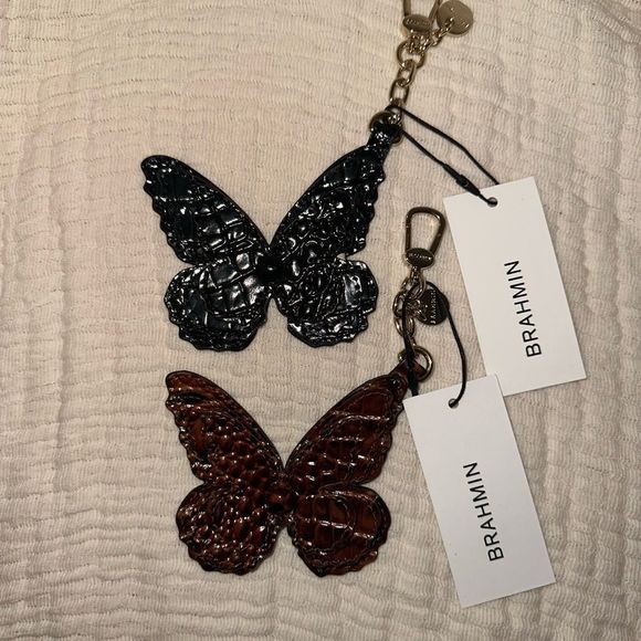 Brahmin Black/Pecan Butterflies Key Fob - Picture 6 of 10